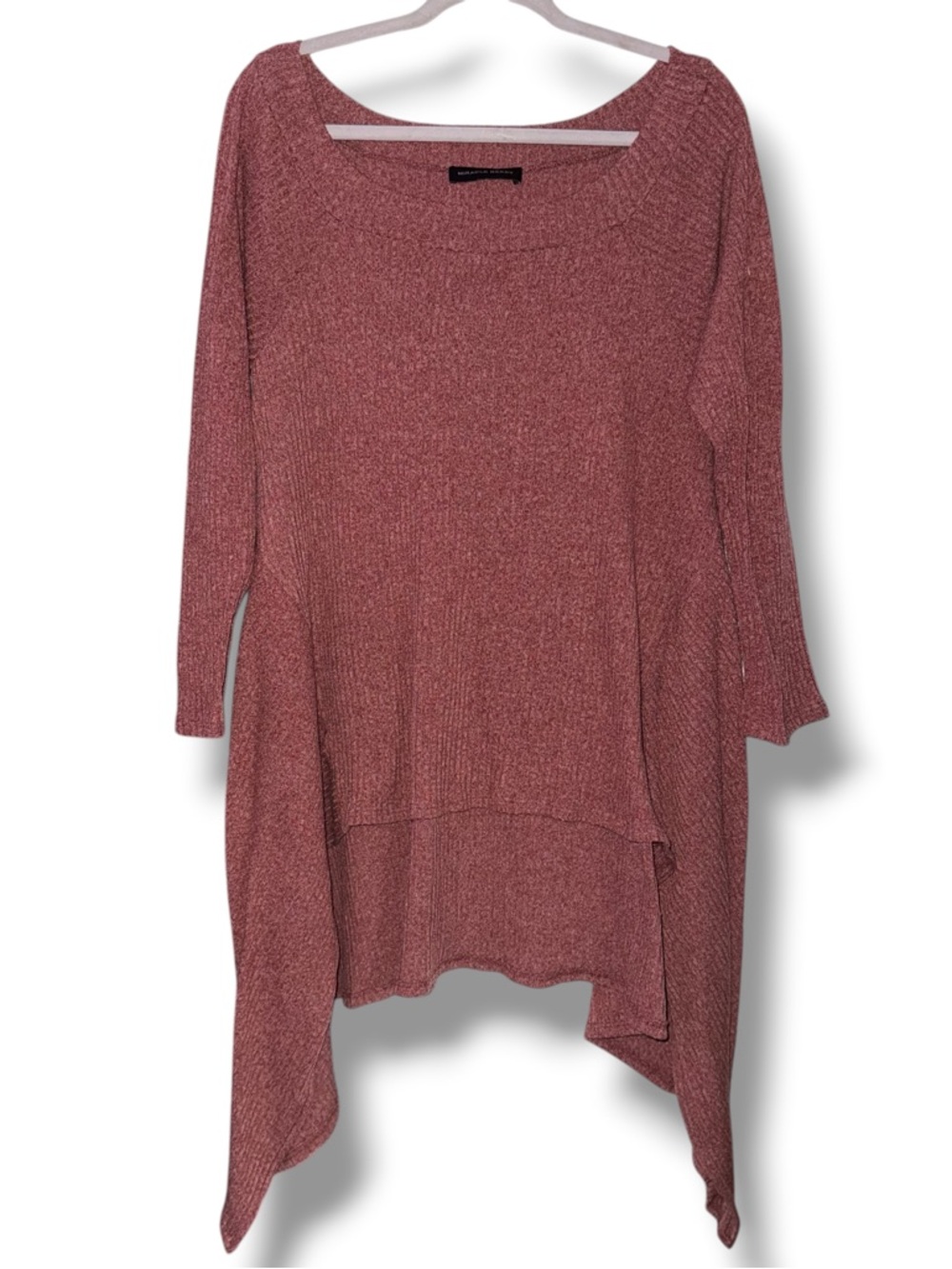 Miracle Berry drop shoulder handkerchief hem sweater